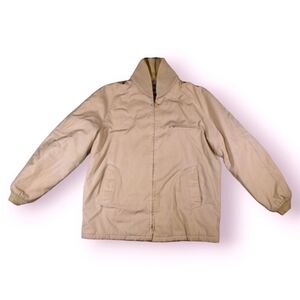 Vintage Haggar Outerwear Beige Full Zip Faux Fur Lined Coat Mens Sz 42 Made USA
